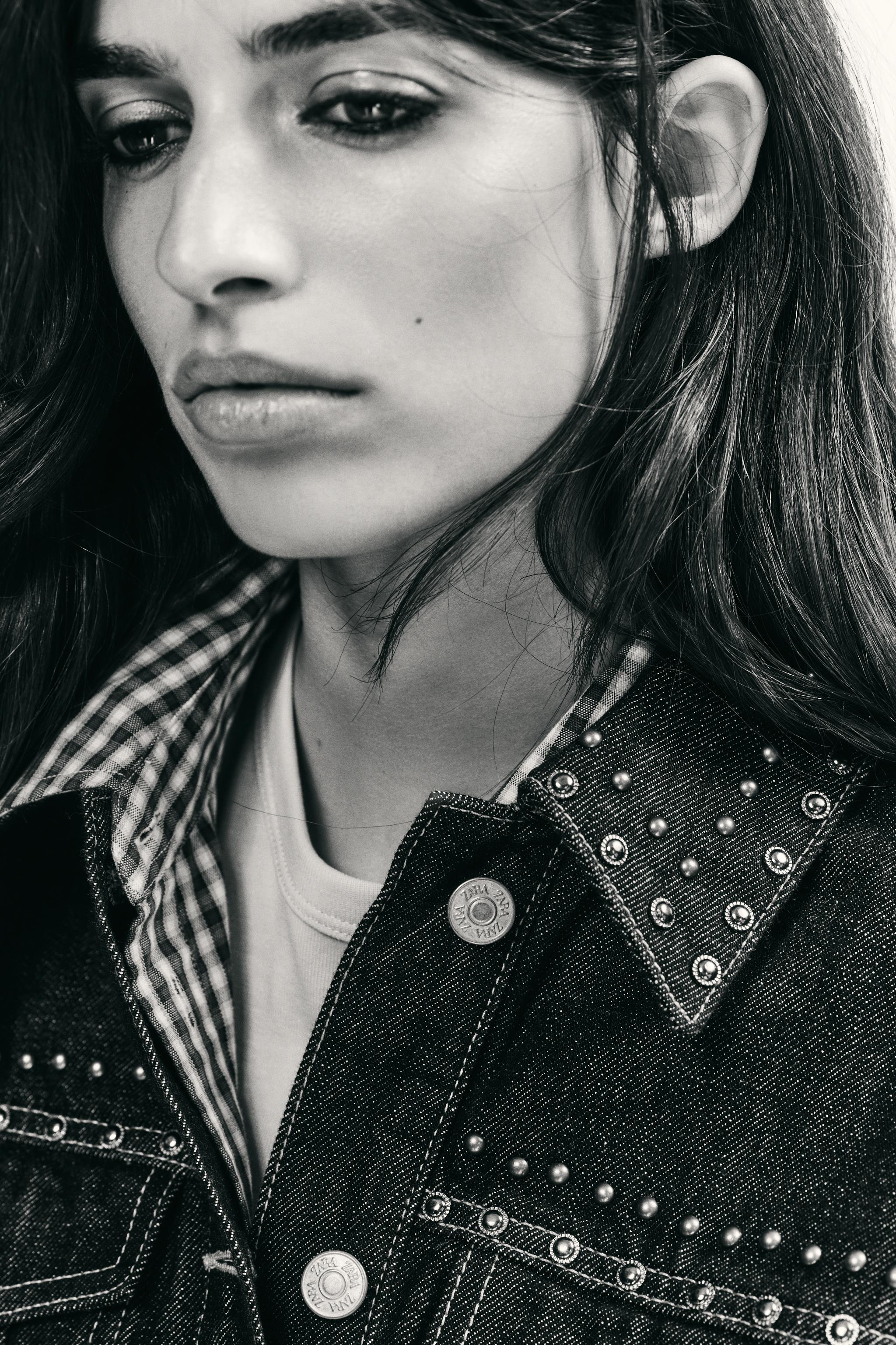 STUDDED DENIM EFFECT JACKET